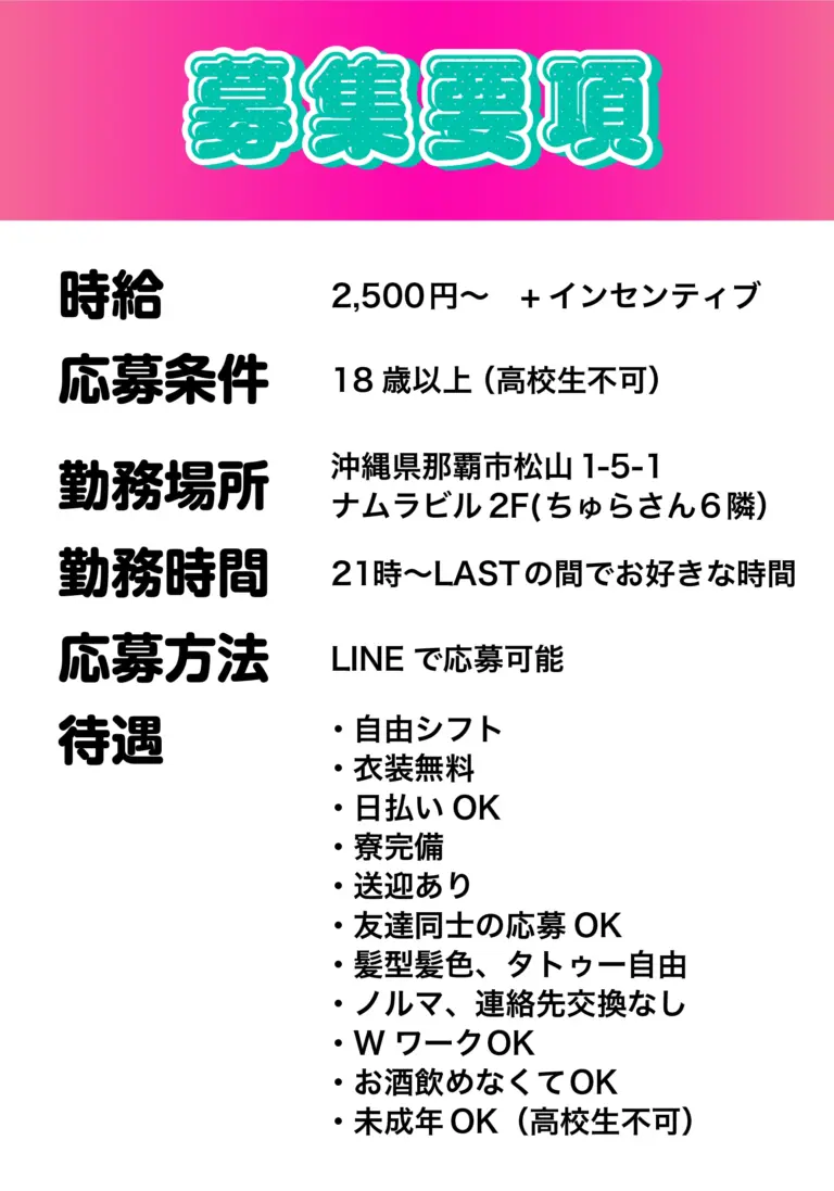 沖縄松山｜コンセプトBARキュート求人